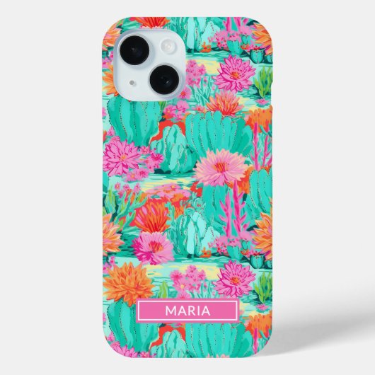 Modern Blooming Cacti Personalized Case-Mate iPhone Case (Achterkant)