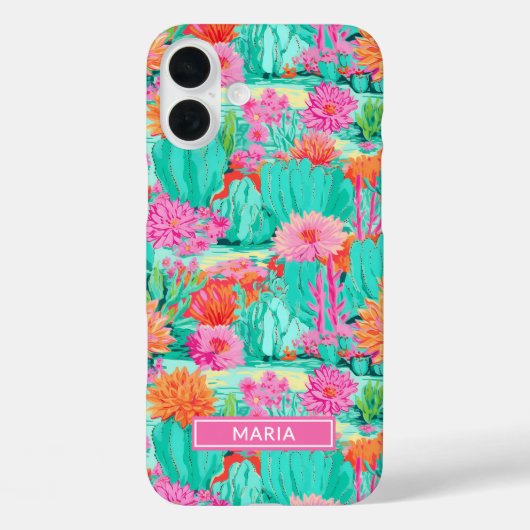 Modern Blooming Cacti Personalized Case-Mate iPhone Case (Achterkant)