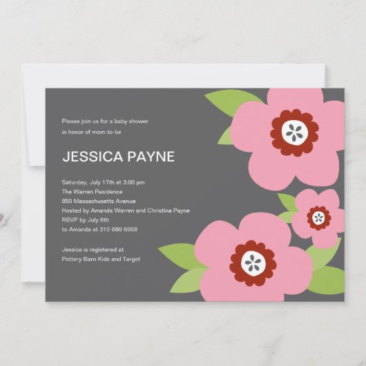 Modern Blooms Baby shower Invitation Kaart (Voorkant)