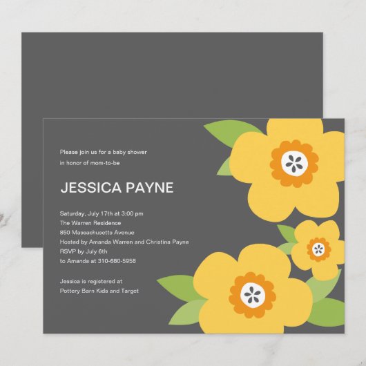 Modern Blooms Baby shower Kaart (Voorkant / Achterkant)