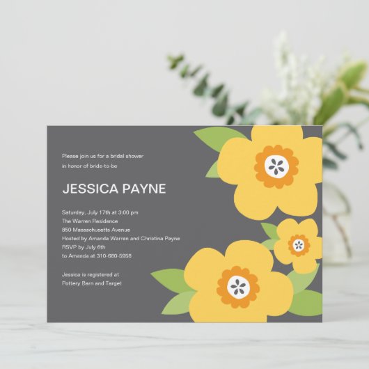 Modern Blooms Bridal Shower Kaart (Staand voorkant)