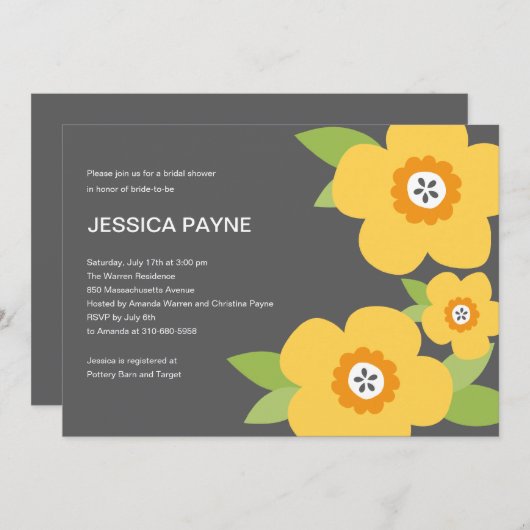 Modern Blooms Bridal Shower Kaart (Voorkant / Achterkant)