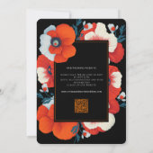 Modern Blooms Bright Red Floral QR-code Bruiloft Kaart (Achterkant)