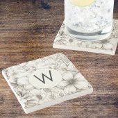 Modern Blooms Monogram Stenen Onderzetter