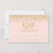 Modern bloos Roze Goud Faux schitteren RSVP Kaartje (Voorkant)