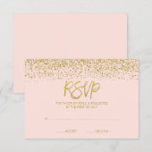 Modern bloos Roze Goud Faux schitteren RSVP Kaartje (Voorkant / Achterkant)