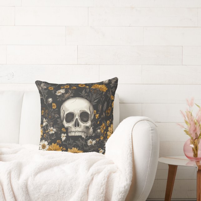 "Modern Blossom" Skull-Stil Dekokissen Kussen (Bank)