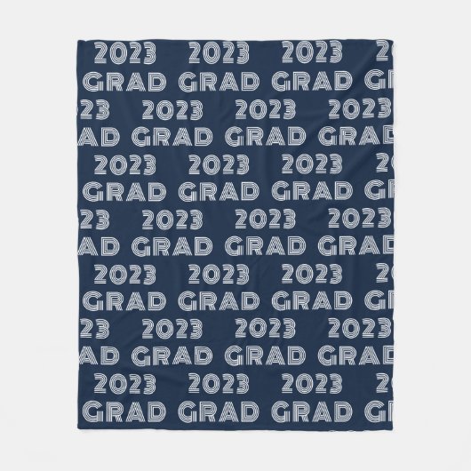 Modern Blue 2023 Afstudeerder Typografie Fleece Deken (Voorkant)