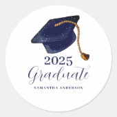 Modern Blue 2025 Afstuderen Ronde Sticker (Voorkant)