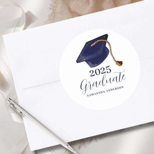 Modern Blue 2025 Afstuderen Ronde Sticker
