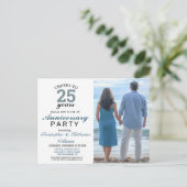 Modern Blue 25th Silver Wedding Jubileum Invite Briefkaart (Staand voorkant)