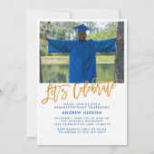 Modern Blue 3 foto's Klasse van 25 afstudeerfeest Kaart (Achterkant)