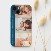 Modern Blue 3 Photo Collage voor opa Case-Mate iPhone Case