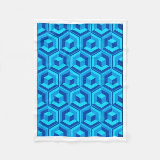 Modern Blue 3D Geometric Cube Pattern Baby Blanket Fleece Deken (Voorkant)