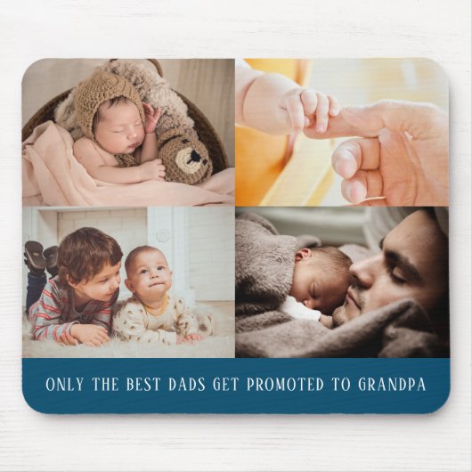 Modern Blue 4 Photo Collage voor opa Muismat (Voorkant)