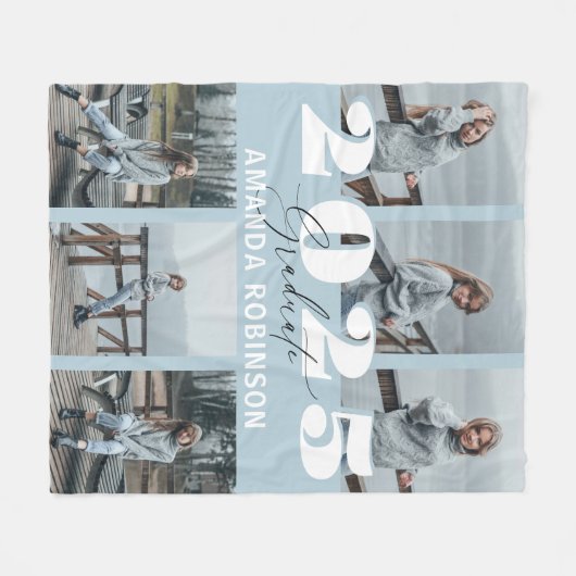 Modern Blue 6 Photo Afstuderen Fleece Deken (Voorkant (Horizontaal))