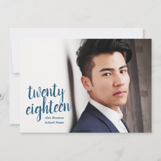 Modern Blue Abstract Afstuderen fotouitnodigingen Kaart (Voorkant)