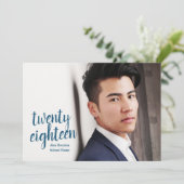 Modern Blue Abstract Afstuderen fotouitnodigingen Kaart (Staand voorkant)