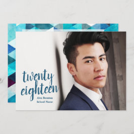 Modern Blue Abstract Afstuderen fotouitnodigingen Kaart