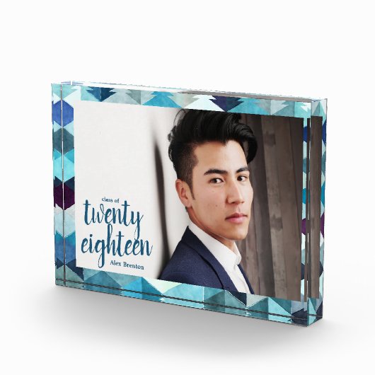 Modern Blue Abstract Afstuderen klasse van fotoblo Fotoblokken (Rechts)