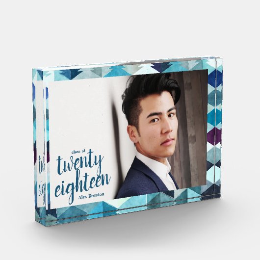 Modern Blue Abstract Afstuderen klasse van fotoblo Fotoblokken (Links)