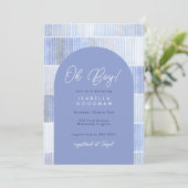 Modern Blue Abstract Arch Boy Baby shower Kaart (Staand voorkant)