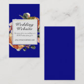 Modern Blue Abstract Floral Wedding Website Informatiekaartje (Voorkant / Achterkant)