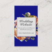 Modern Blue Abstract Floral Wedding Website Informatiekaartje (Voorkant)