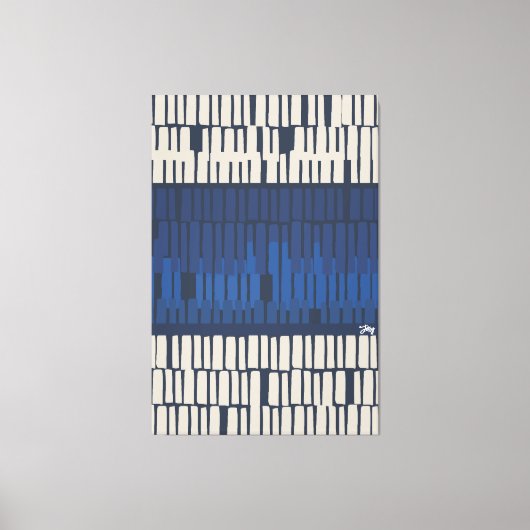 Modern Blue Abstract Geometric Wall Art Canvas Afdruk (Voorkant)
