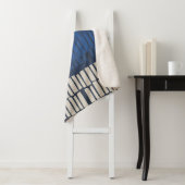 Modern Blue Abstract Geometric Wall Art Sherpa Deken (In situ)