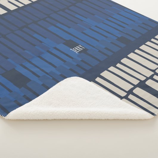 Modern Blue Abstract Geometric Wall Art Sherpa Deken (3/4)