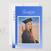 Modern Blue Abstract Graduation Invitation - photo Kaart (Voorkant)