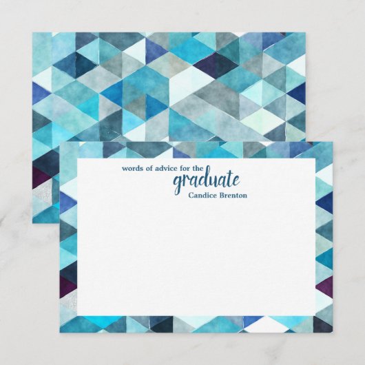 Modern Blue Abstract Pattern Word of Advice Kaarte Advieskaart (Voorkant / Achterkant)