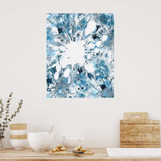 Modern Blue Abstract Poster (Keuken)