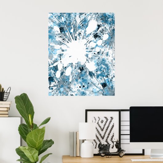 Modern Blue Abstract Poster (Thuiskantoor)