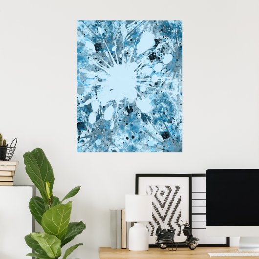 Modern Blue Abstract Poster (Thuiskantoor)