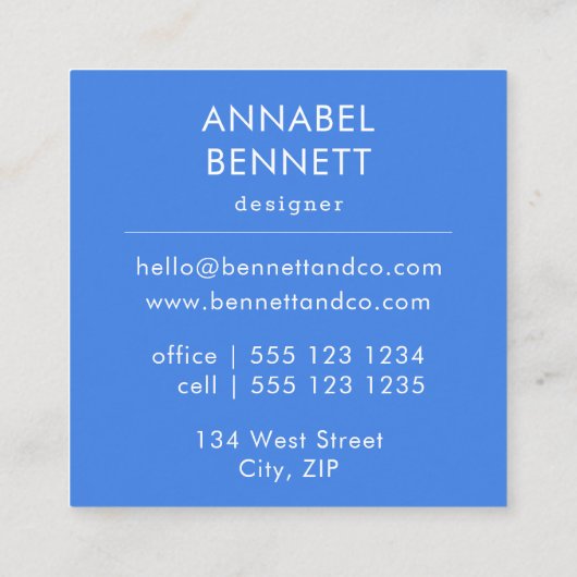 Modern Blue Abstract Square Visitekaartje (Achterkant)