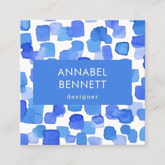 Modern Blue Abstract Square Visitekaartje (Voorkant)
