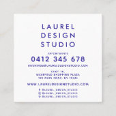 Modern Blue Abstract Vierkante Visitekaartje (Achterkant)