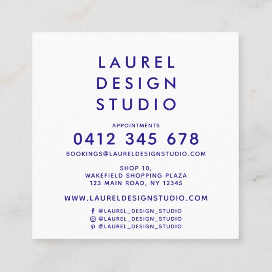 Modern Blue Abstract Vierkante Visitekaartje (Achterkant)