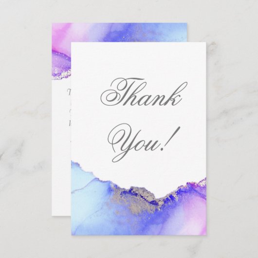 Modern Blue Abstract Wedding Bedankkaart (Voorkant / Achterkant)