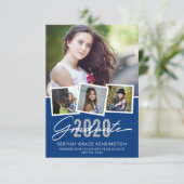 Modern Blue Afstuderen Class of Photo Aankondiging (Staand voorkant)