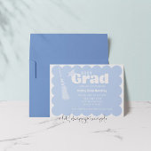 Modern Blue Afstuderen Invitation Kaart
