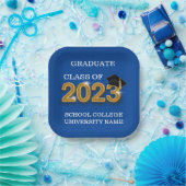 Modern Blue Afstuderen Klasse van 2023 Schoolnaam Papieren Bordje (Feest)
