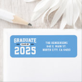 Modern Blue Afstuderen Retour-adreslabel Etiket (Insitu)