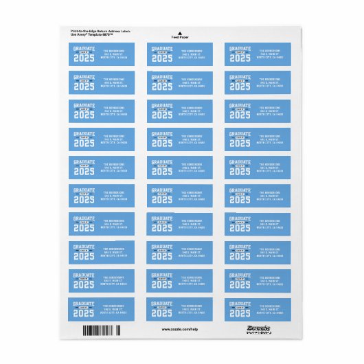 Modern Blue Afstuderen Retour-adreslabel Etiket (Full Sheet)