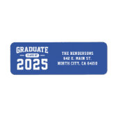 Modern Blue Afstuderen Retour-adreslabel Etiket (Voorkant)