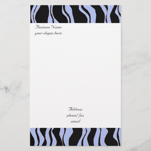 Modern Blue and Black Zebra Pattern Briefpapier (Voorkant)