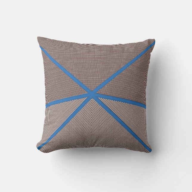 Modern Blue and Brown Geometric Outdoor Pillow |  Buitenkussen (Voorkant)