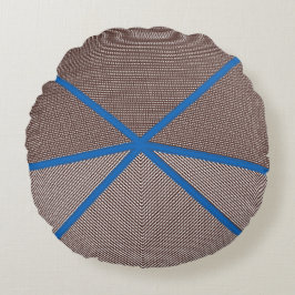 Modern Blue and Brown Geometric Round Pillow  Rond Kussen
